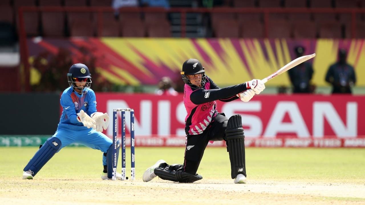 Suzie Bates sweeps, India v New Zealand, Women's World T20, Group B, Guyana, November 9, 2018