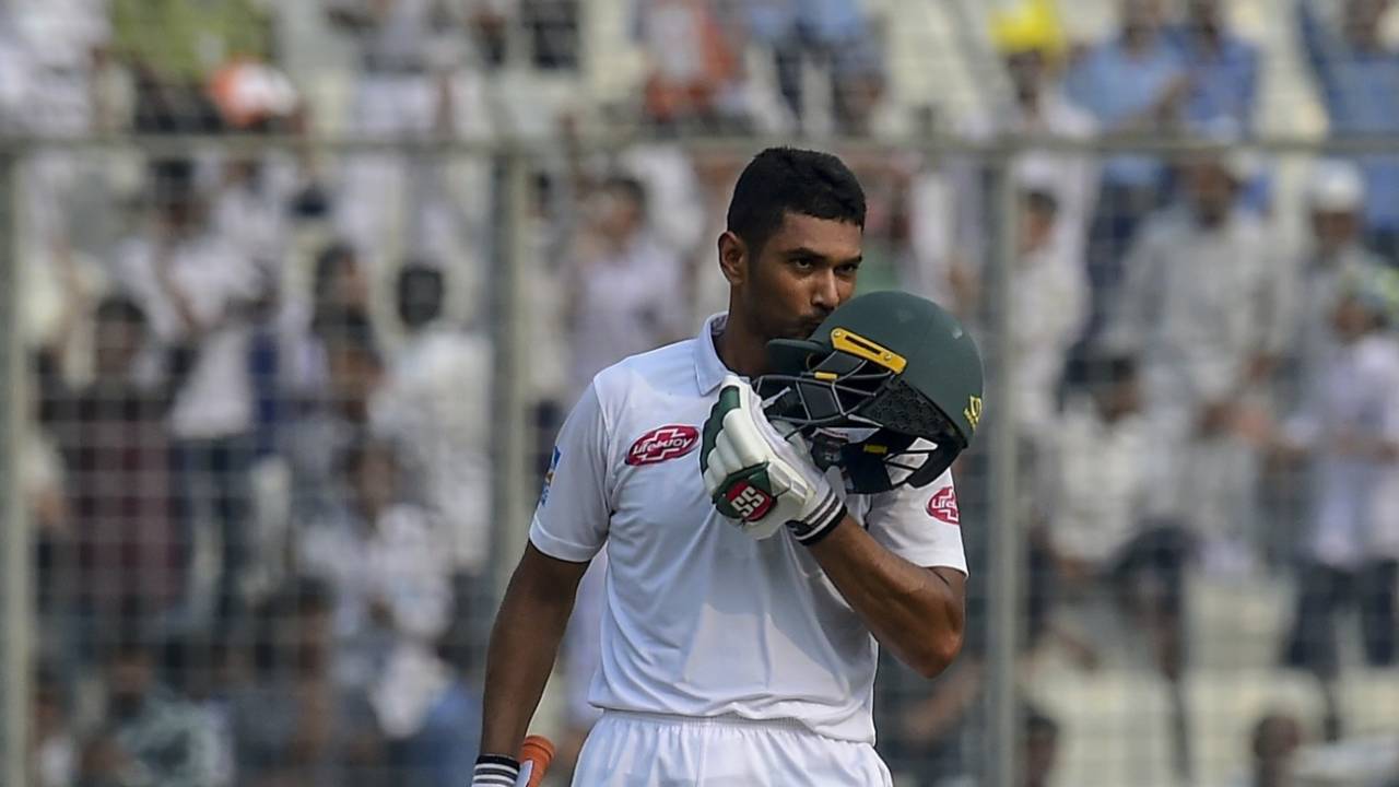 Mahmudullah celebrates reaching a hundred, Bangladesh v Zimbabwe, 2nd Test, Mirpur, 4th day, November 14, 2018