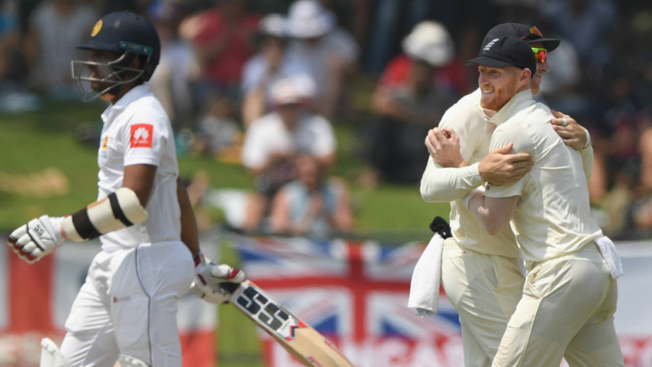 Ben Stokes celebrates taking a stunning catch to remove Kusal Mendis, Sri Lanka v England, 2nd Test, Pallekele, 2nd day, November 15, 2018