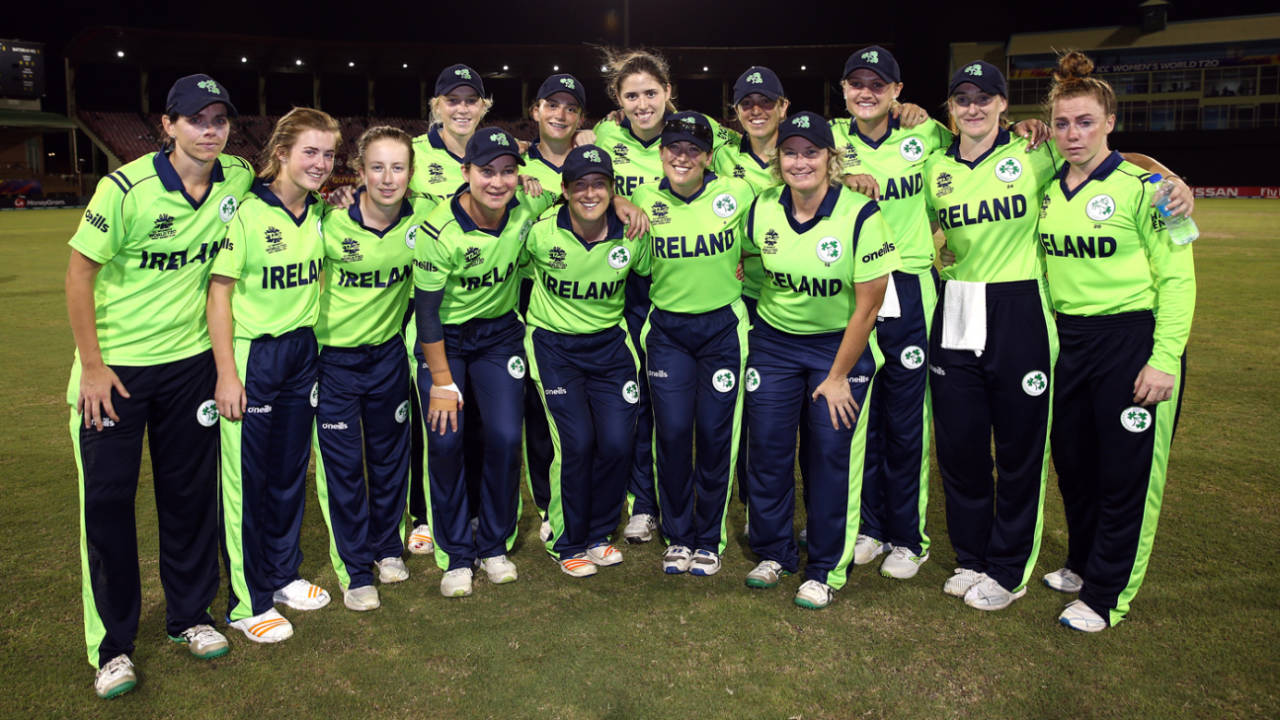 The Ireland women's team pose for a photo, Ireland v New Zealand, Group B, Women's World T20 2018, Guyana, November 17, 2018