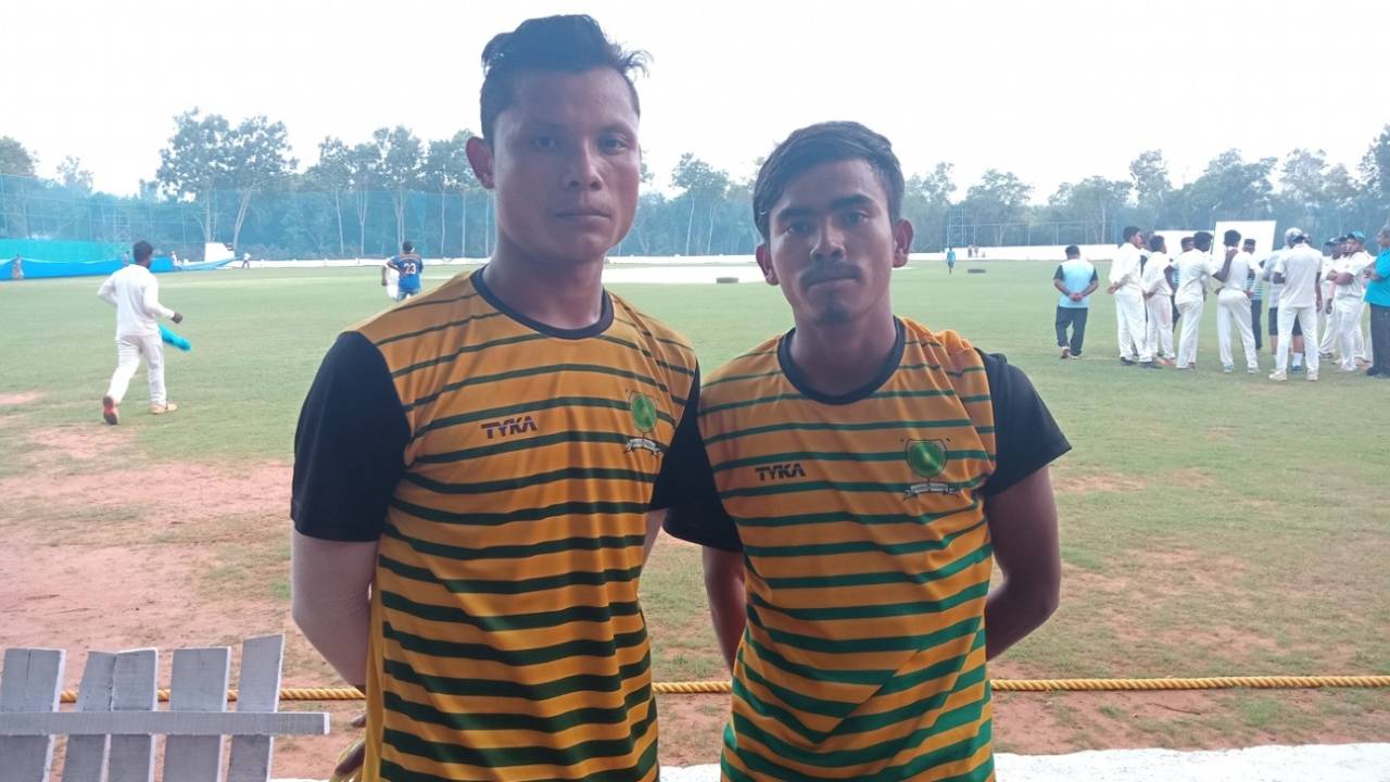 Fast bowlers Chengkam Sangma (left) and Dippu Sangma travelled hundreds of kilometres to make it to the Meghalaya team, Puducherry v Meghalaya, Ranji Trophy 2018-19, Puducherry, November 10, 2018