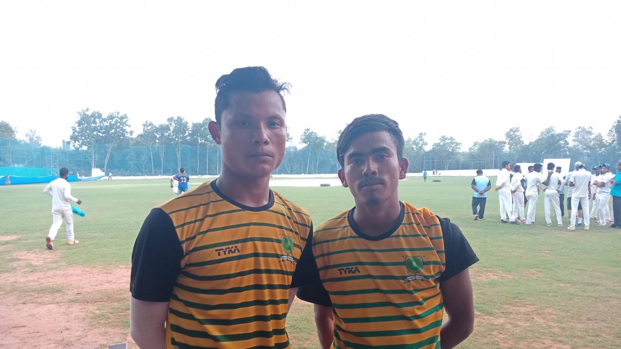 Fast bowlers Chengkam Sangma (left) and Dippu Sangma travelled hundreds of kilometres to make it to the Meghalaya team