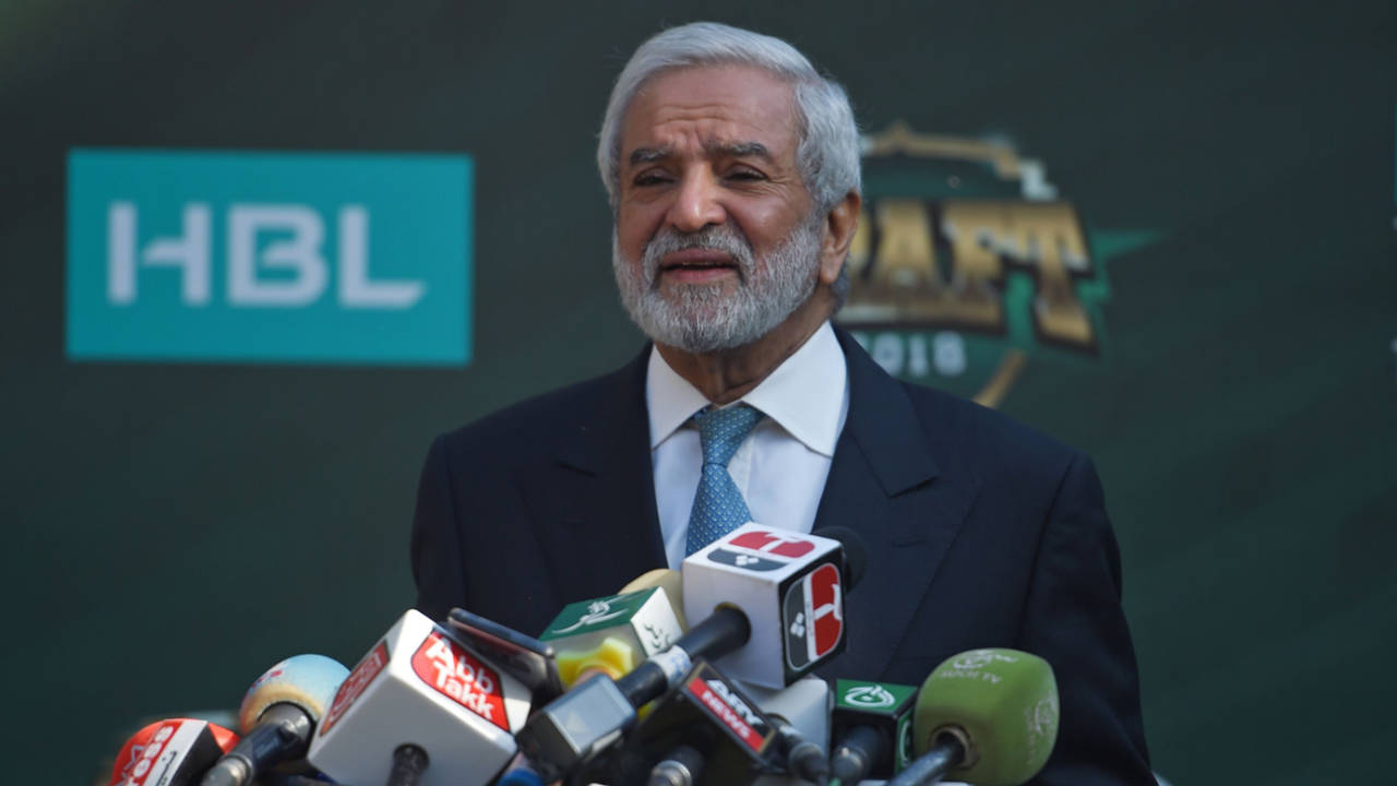 PCB chairman Ehsan Mani speaks at the PSL 2019 draft&nbsp;&nbsp;&bull;&nbsp;&nbsp;Getty Images/AFP