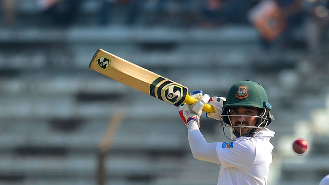 Mominul Haque slashes behind square, Bangladesh v West Indies, 1st Test, Chattogram, 1st day