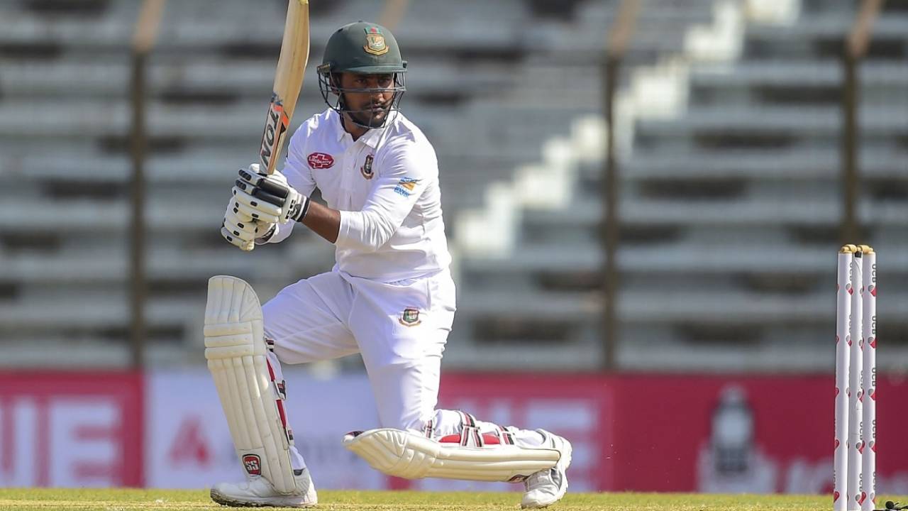 Imrul Kayes plays on the off side, Bangladesh v West Indies, 1st Test, Chattogram, 1st day
