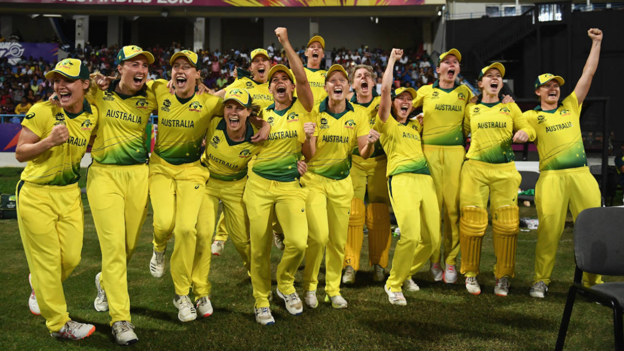 Australia celebrate their World T20 victory, England v Australia, Women's World T20 final, Antigua, November 24, 2018
