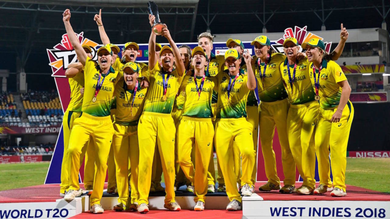 Australia hold the World T20 trophy aloft&nbsp;&nbsp;&bull;&nbsp;&nbsp;ICC/Getty