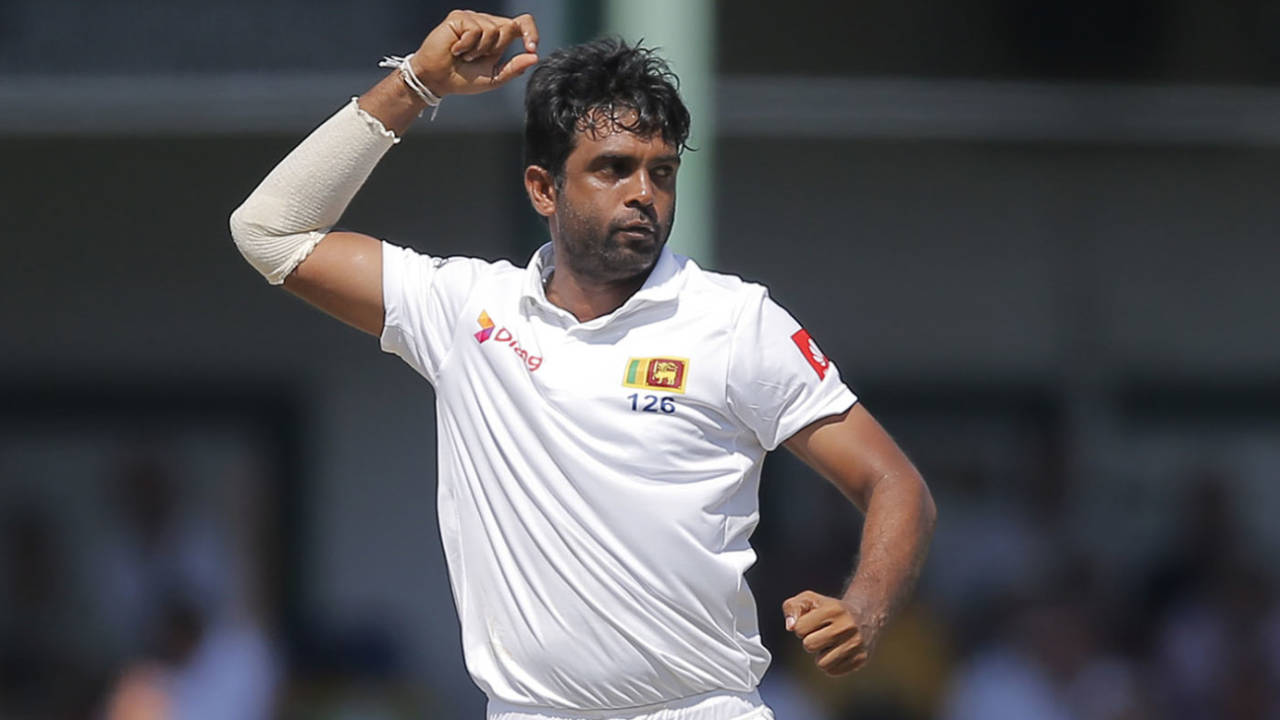Dilruwan Perera celebrates a breakthrough, Sri Lanka v England, 3rd Test, SSC, Colombo, 3rd day, November 25, 2018