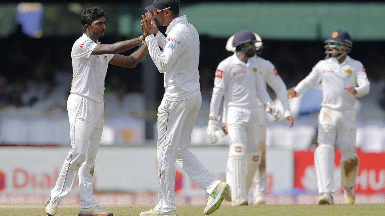 Lakshan Sandakan finally had success after his troubles with overstepping, Sri Lanka v England, 3rd Test, SSC, Colombo, 3rd day, November 25, 2018
