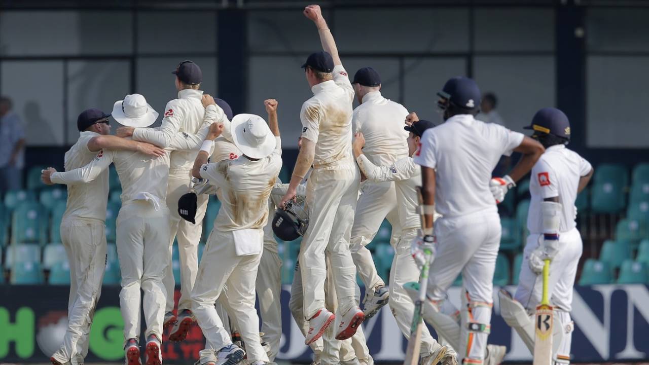 England celebrate their 3-0 series win Sri Lanka v England, 3rd Test, SSC, Colombo, 4th day, November 26, 2018