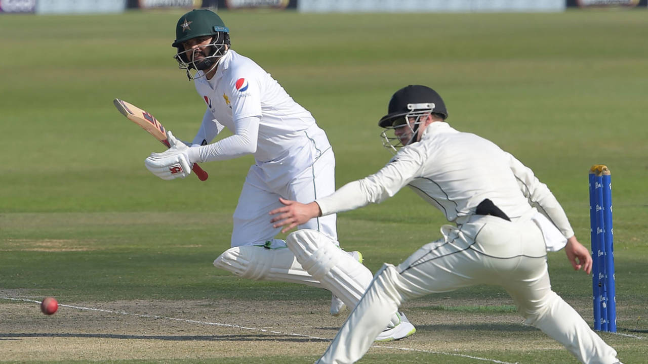 Azhar Ali works the ball through midwicket, Pakistan v New Zealand, 3rd Test, Abu Dhabi, 2nd day, December 4, 2018