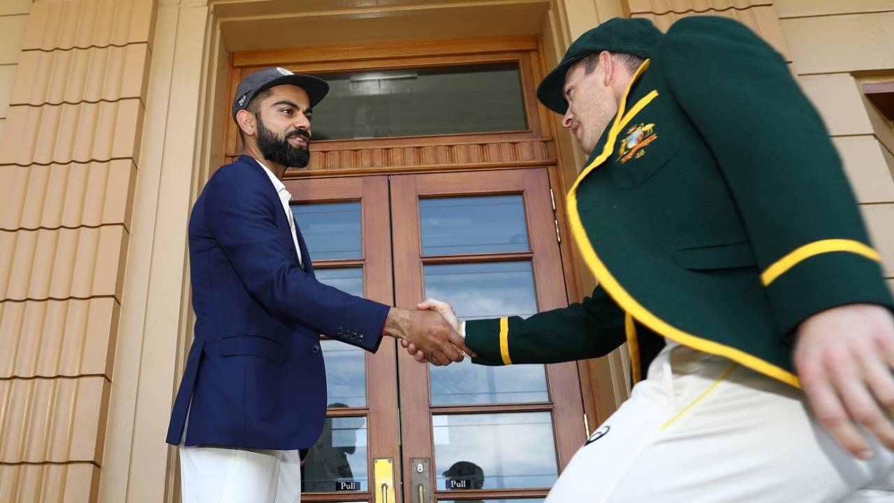 Virat Kohli and Tim Paine shake hands ahead of the series&nbsp;&nbsp;&bull;&nbsp;&nbsp;Getty Images