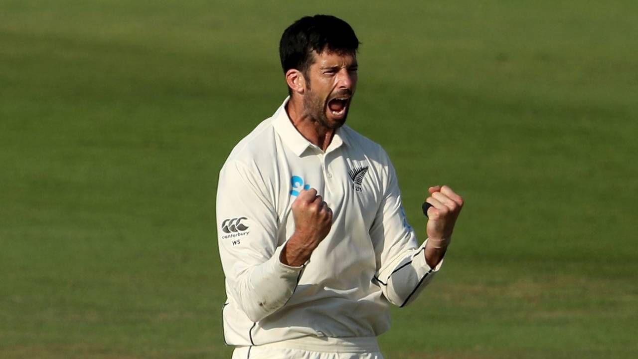 William Somerville celebrates a wicket&nbsp;&nbsp;&bull;&nbsp;&nbsp;AFP