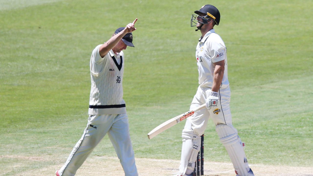 Mitchell Marsh walks off after being given lbw&nbsp;&nbsp;&bull;&nbsp;&nbsp;Getty Images