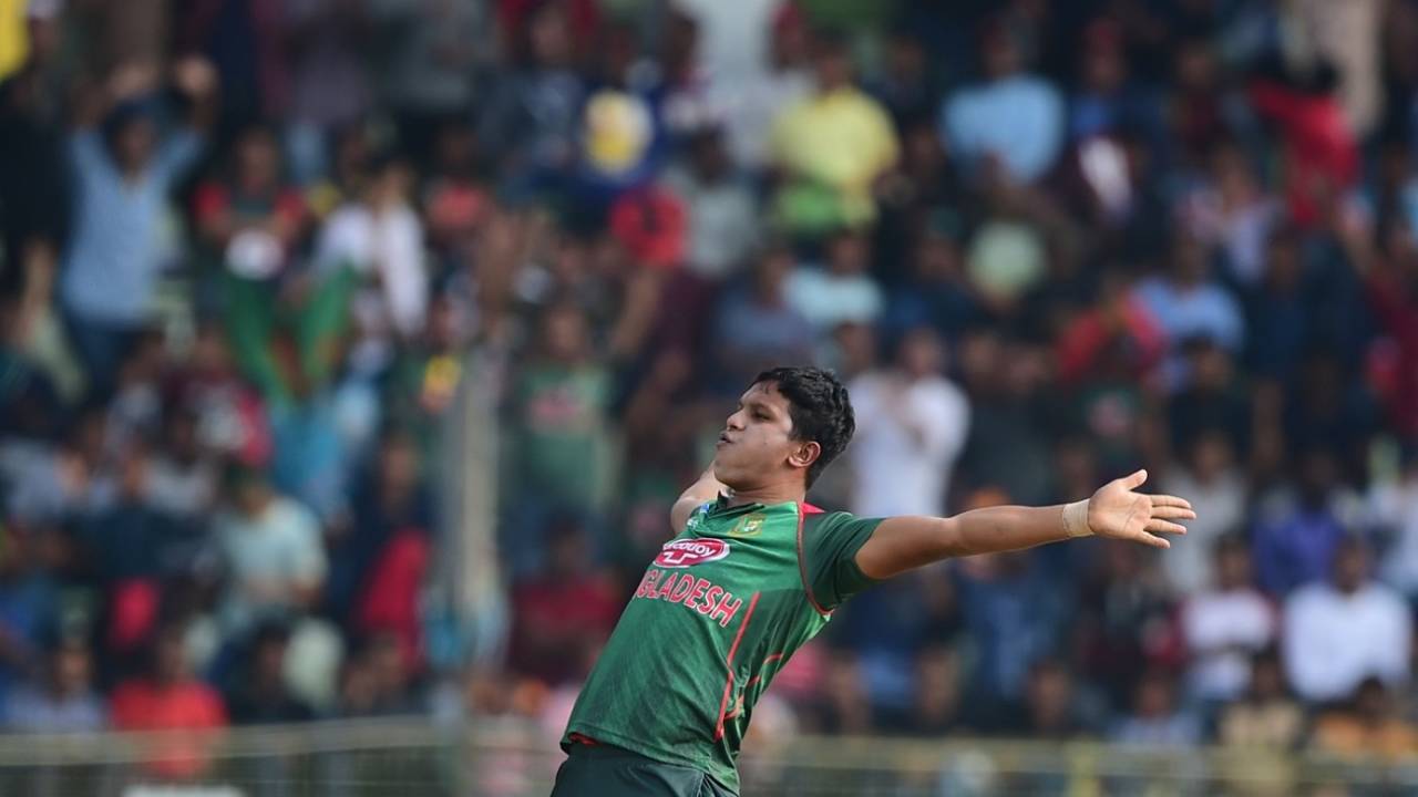 Mohammad Saifuddin celebrates a wicket, Bangladesh v West Indies, 3rd ODI, Sylhet, December 14, 2018