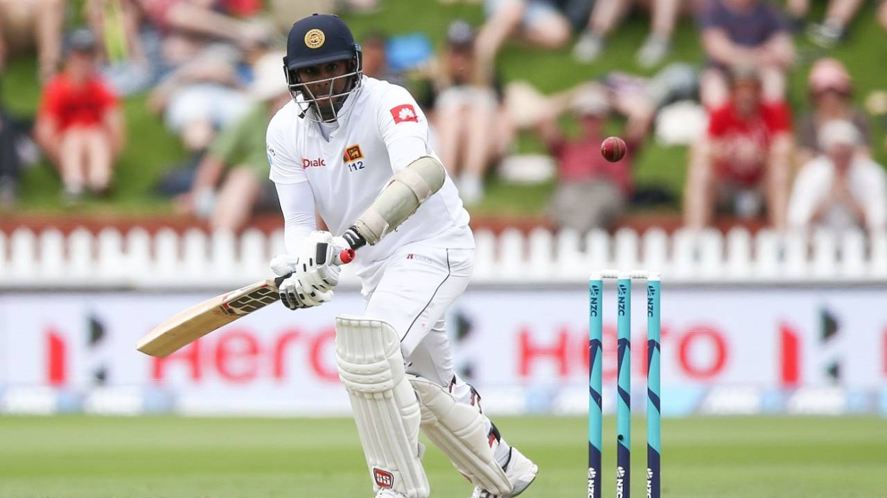 Angelo Mathews nudges one into the on side, New Zealand v Sri Lanka, 1st Test, Wellington, 1st day, December 15, 2018