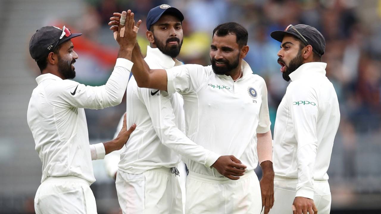 Mohammed Shami celebrates a wicket with his team-mates&nbsp;&nbsp;&bull;&nbsp;&nbsp;Getty Images