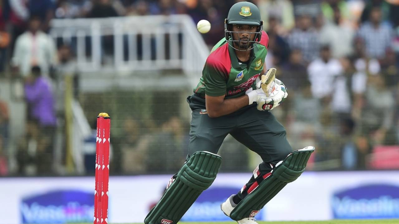 Mahmudullah taps the ball towards the off side, Bangladesh v West indies, 1st T20I, Sylhet, December 17, 2018