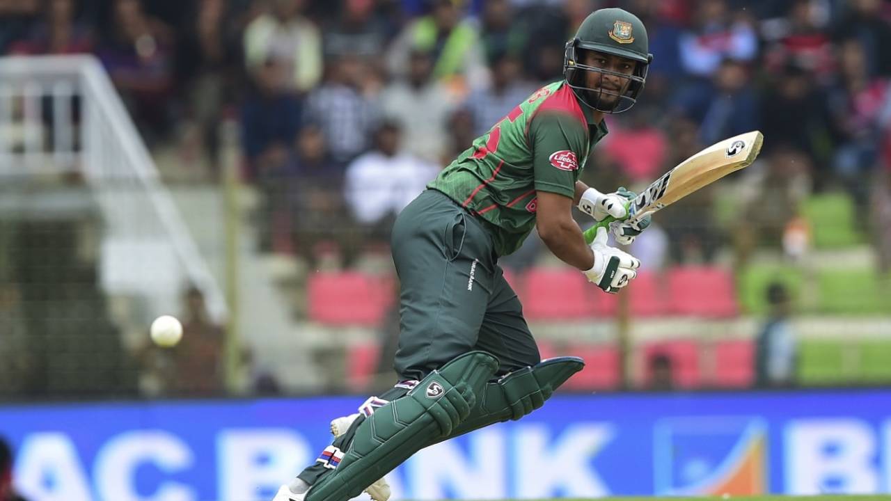 Shakib Al Hasan steers the ball towards the leg side, Bangladesh v West Indies, 1st T20I, Sylhet, December 17, 2018