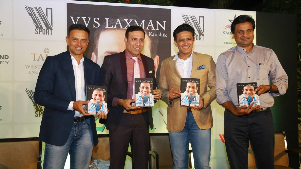 Rahul Dravid, VVS Laxman, Anil Kumble and Javagal Srinath at the book launch of '281 And Beyond'&nbsp;&nbsp;&bull;&nbsp;&nbsp;Westland