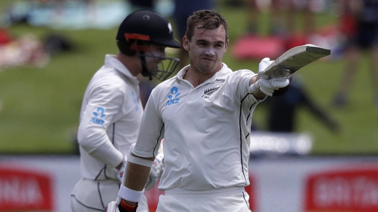 Tom Latham celebrates his hundred, New Zealand v Sri Lanka, 2nd Test, Christchurch, 3rd day, December 28, 2018