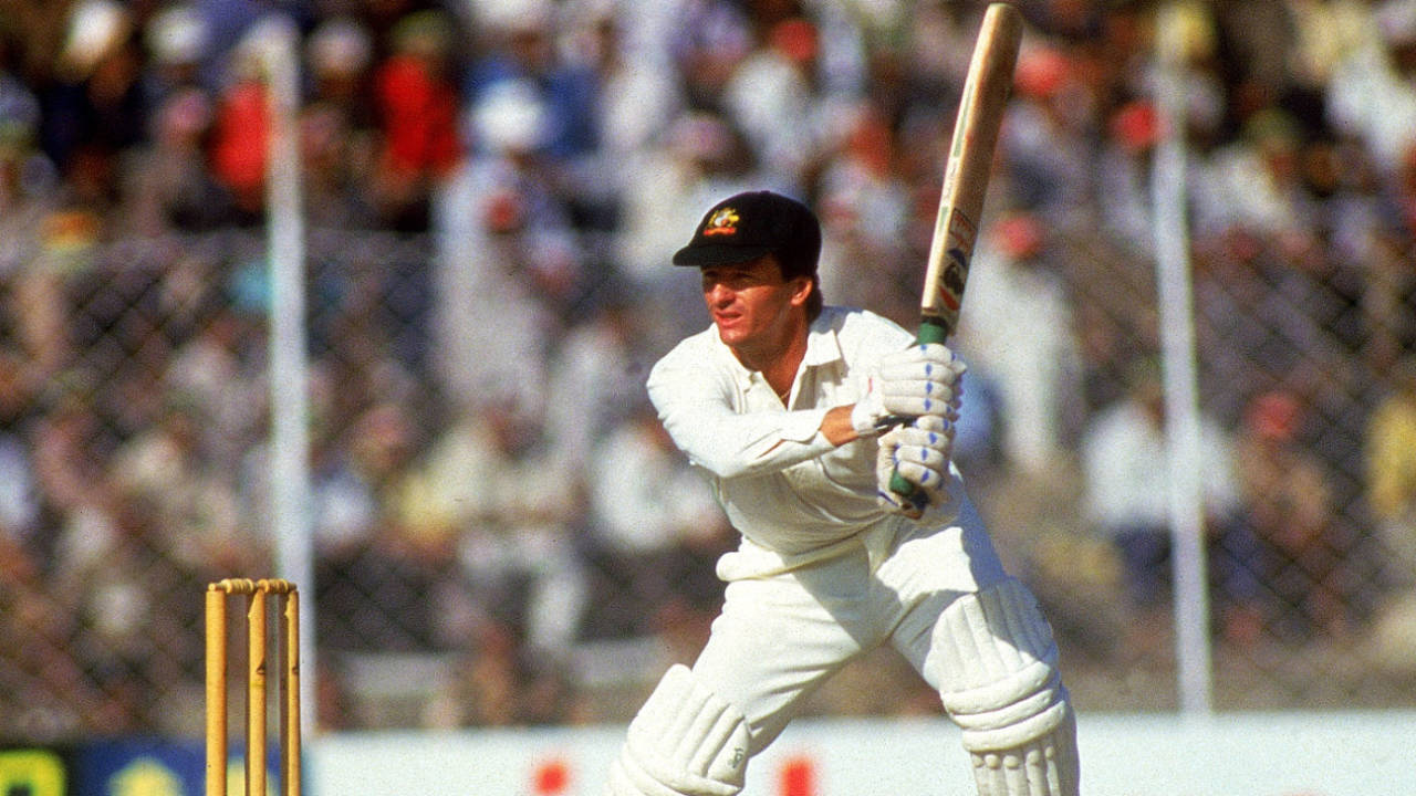 Steve Waugh bats during the 1987 World Cup, India v Australia, World Cup, Delhi, October 22, 1987