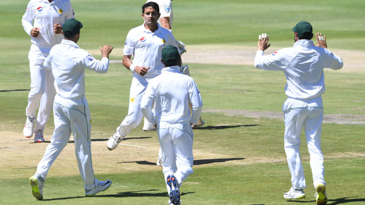 Mohammad Abbas celebrates a wicket&nbsp;&nbsp;&bull;&nbsp;&nbsp;Getty Images