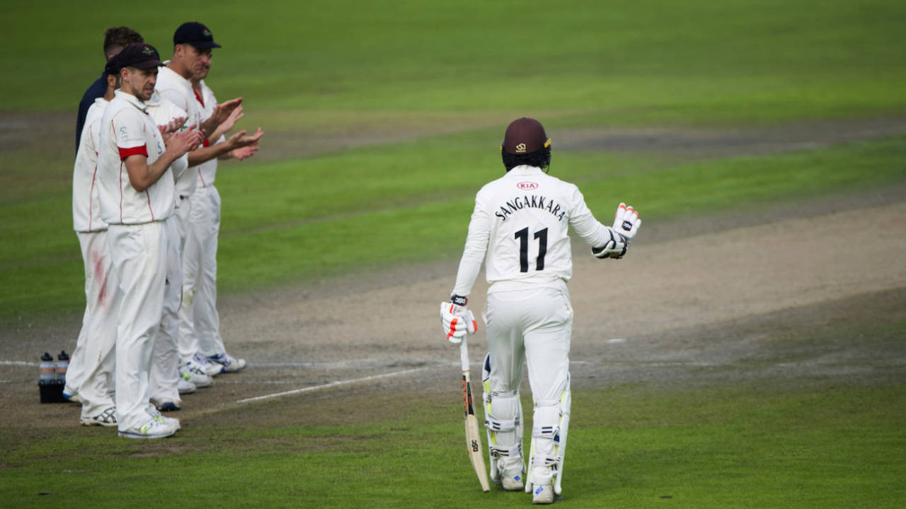 Kumar Sangakkara was playing his final first-class innings, Lancashire v Surrey, Specsavers Championship, Division One, Old Trafford, 3rd day, September 27, 2017
