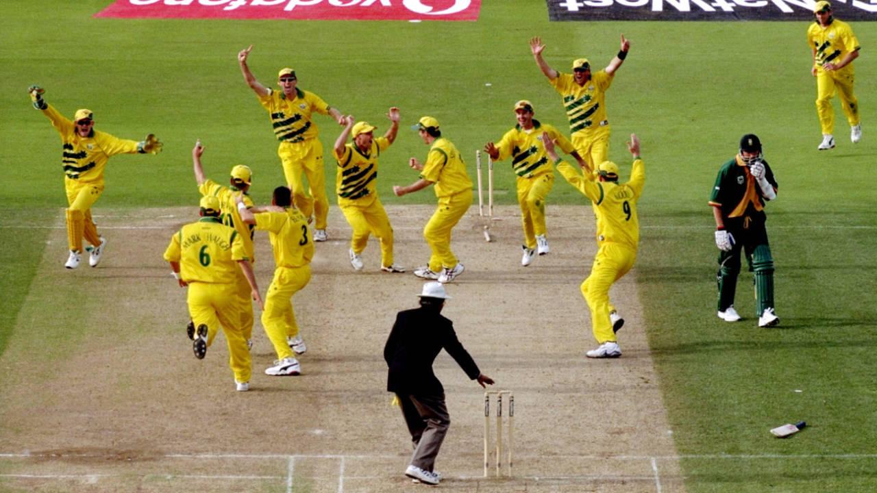 Allan Donald is run out and the game is tied, Australia v South Africa, 2nd semi-final, World Cup, Edgbaston, June 17, 1999