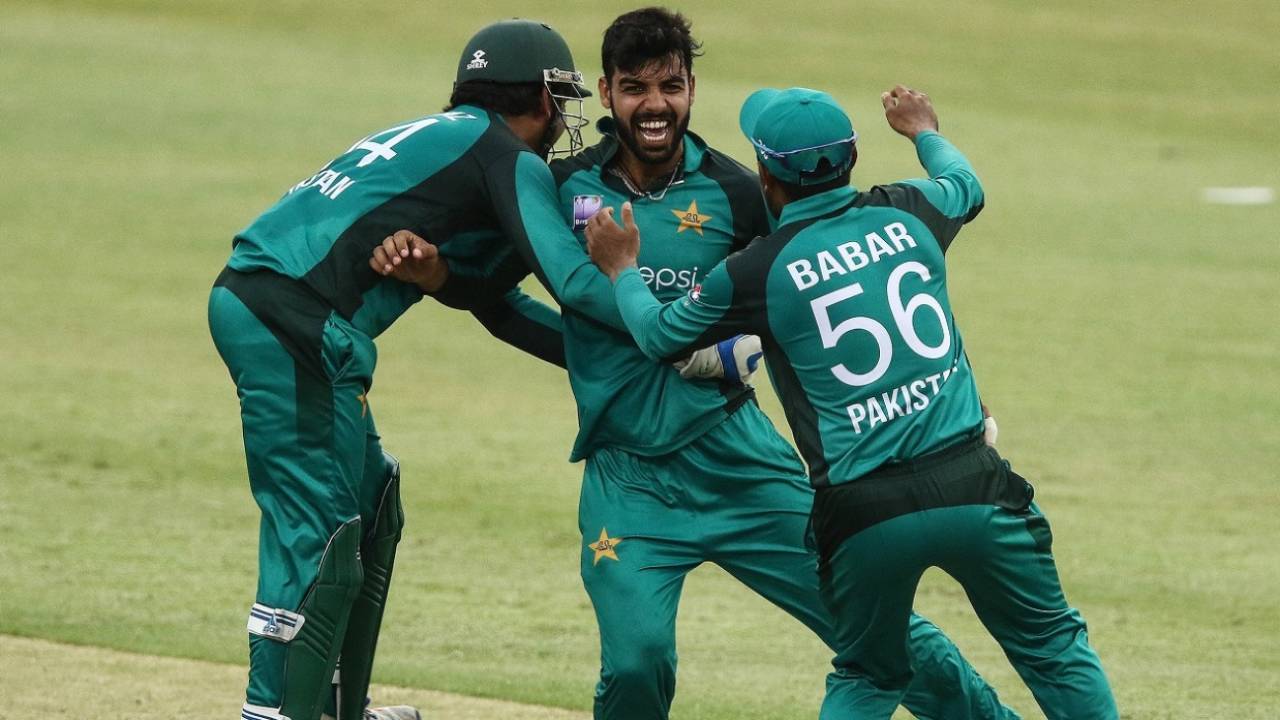 Shadab Khan is pumped after taking a wicket, South Africa v Pakistan, 2nd ODI, Durban, January 22, 2019