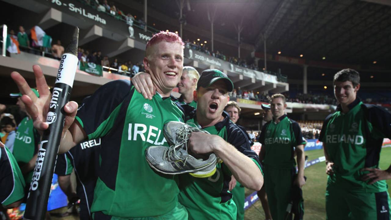 Pink-haired Kevin O'Brien became the poster boy of Ireland cricket after his epic knock of 113 off 63 balls&nbsp;&nbsp;&bull;&nbsp;&nbsp;Getty Images