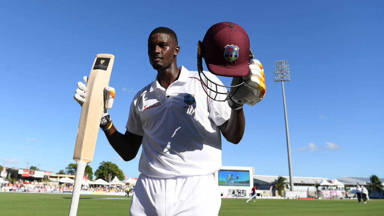 Jason Holder leaves the field after his epic double-hundred&nbsp;&nbsp;&bull;&nbsp;&nbsp;Getty Images