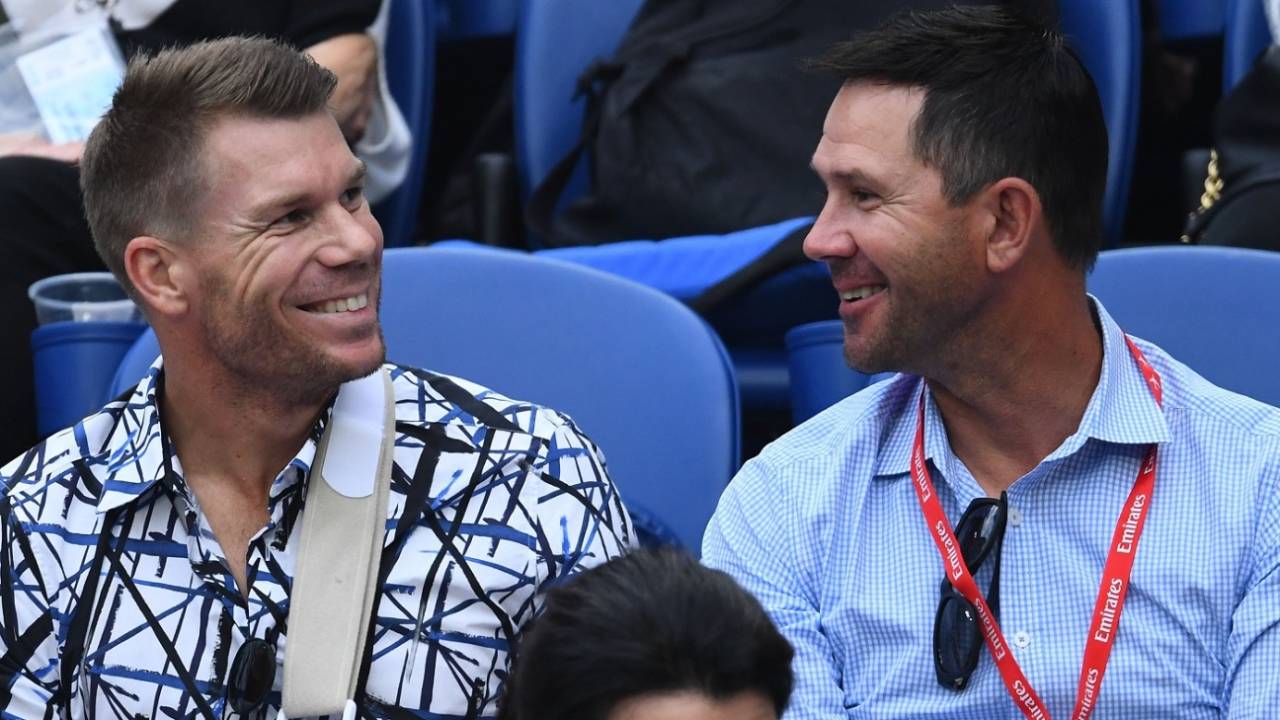 David Warner and Ricky Ponting at the Australian Open, Melbourne, January 25, 2019