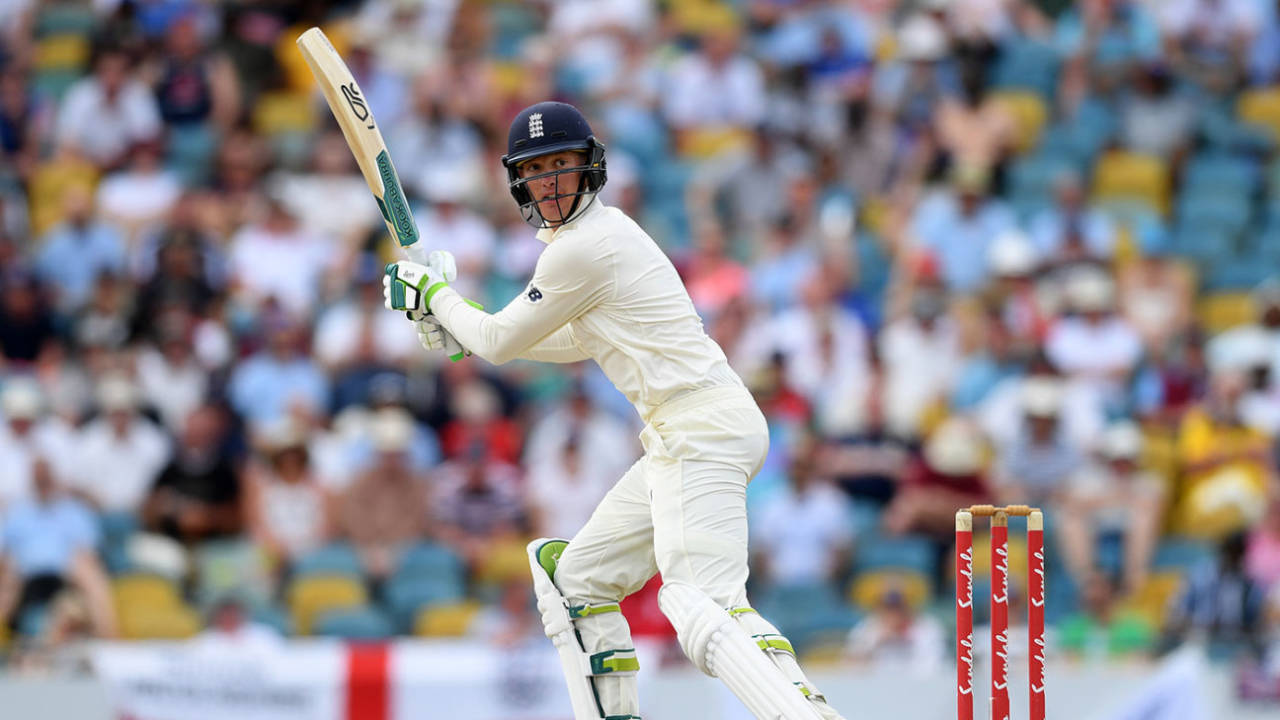 Keaton Jennings drives and is caught at slip, West Indies v England, 1st Test, Barbados, 4th day, January 26, 2019