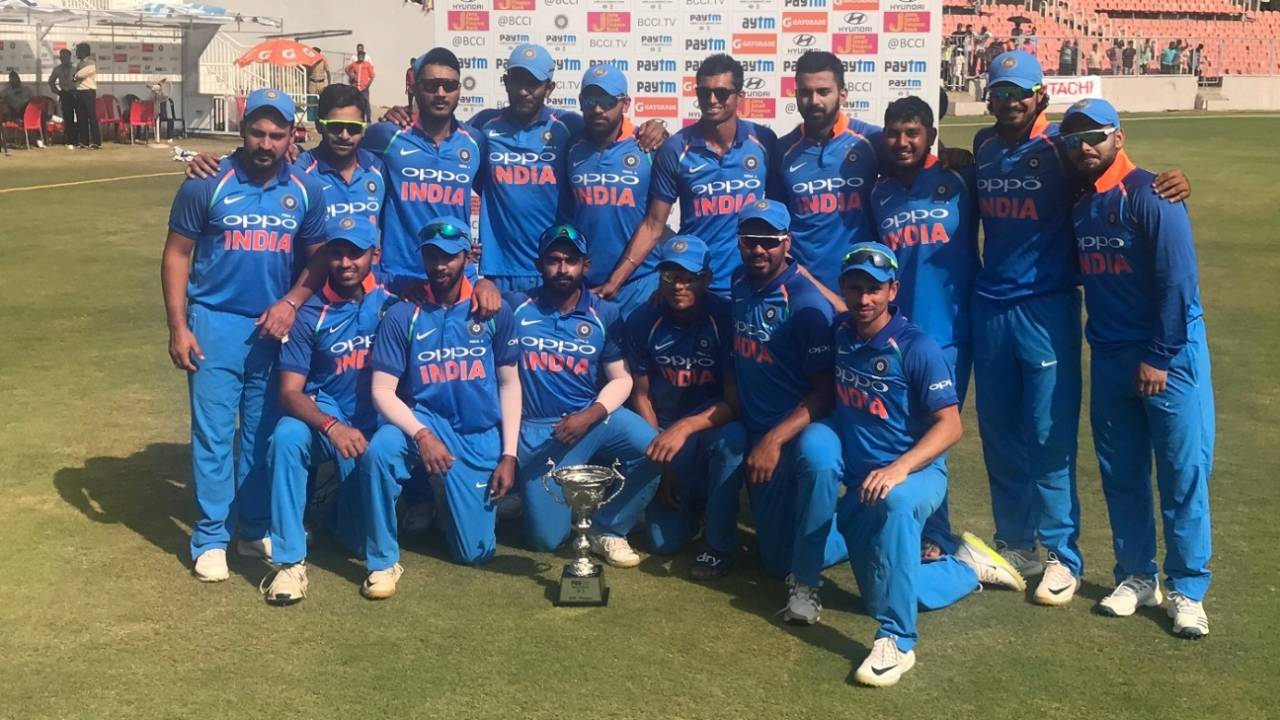 The India A team poses with the series trophy&nbsp;&nbsp;&bull;&nbsp;&nbsp;KCA