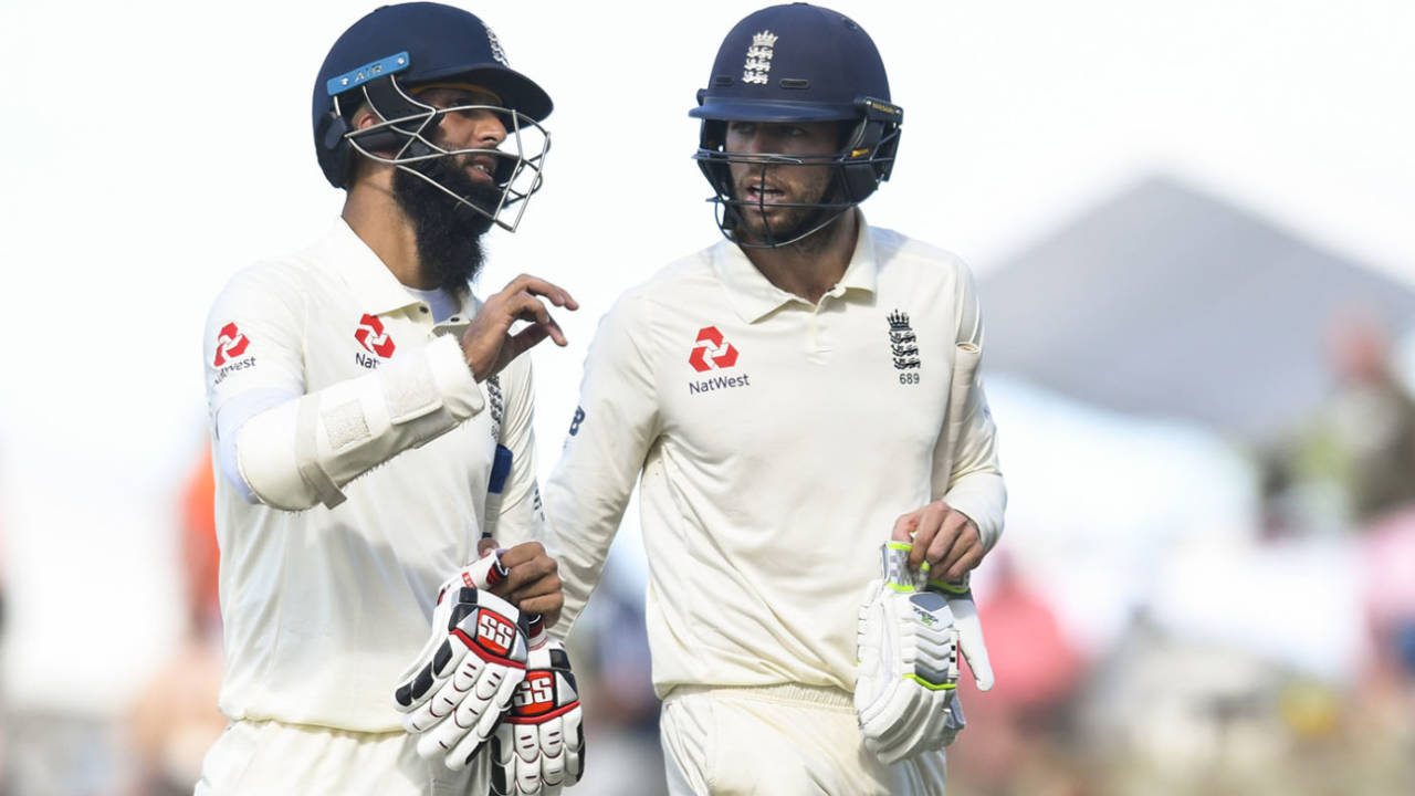 Moeen Ali and Ben Foakes provided a steadying stand, West Indies v England, 2nd Test, Antigua, January 31, 2019