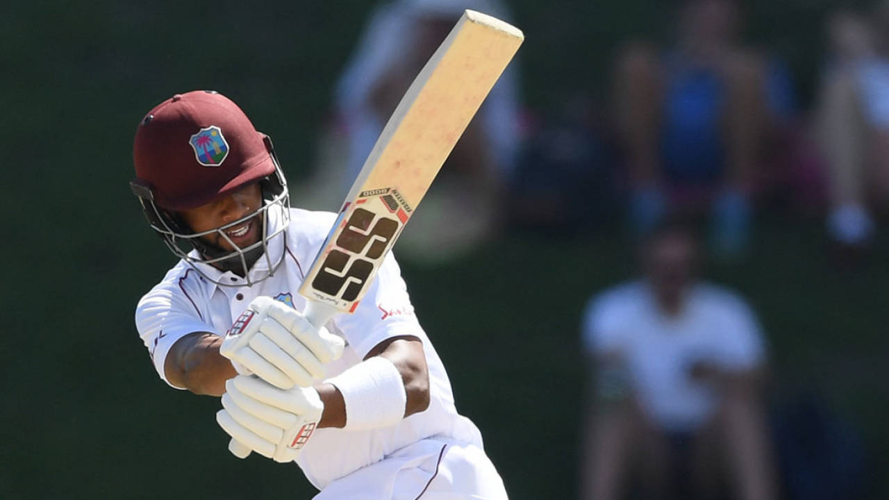 Shai Hope pulls through the leg side, West Indies v England, 2nd Test, second day, Antigua, 2nd day, February 1, 2019