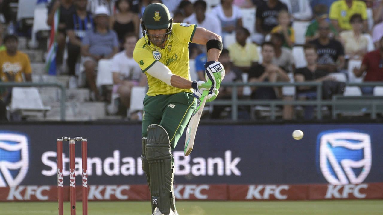Faf du Plessis tucks the ball into the leg side, South Africa v Pakistan, 1st T20I, Cape Town, February 1, 2019