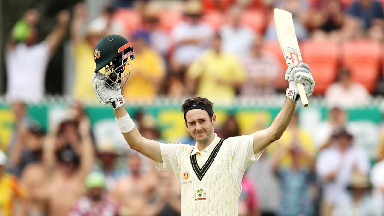 Kurtis Patterson soaks up the moment of his first Test century, Australia v Sri Lanka, 2nd Test, Canberra, February 2, 2019