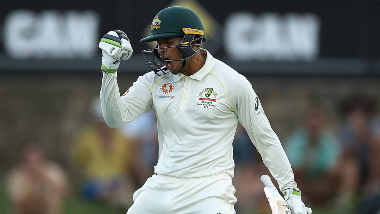 Usman Khawaja's emotions came out when he reached three figures, Australia v Sri Lanka, 2nd Test, Canberra, February 3, 2019