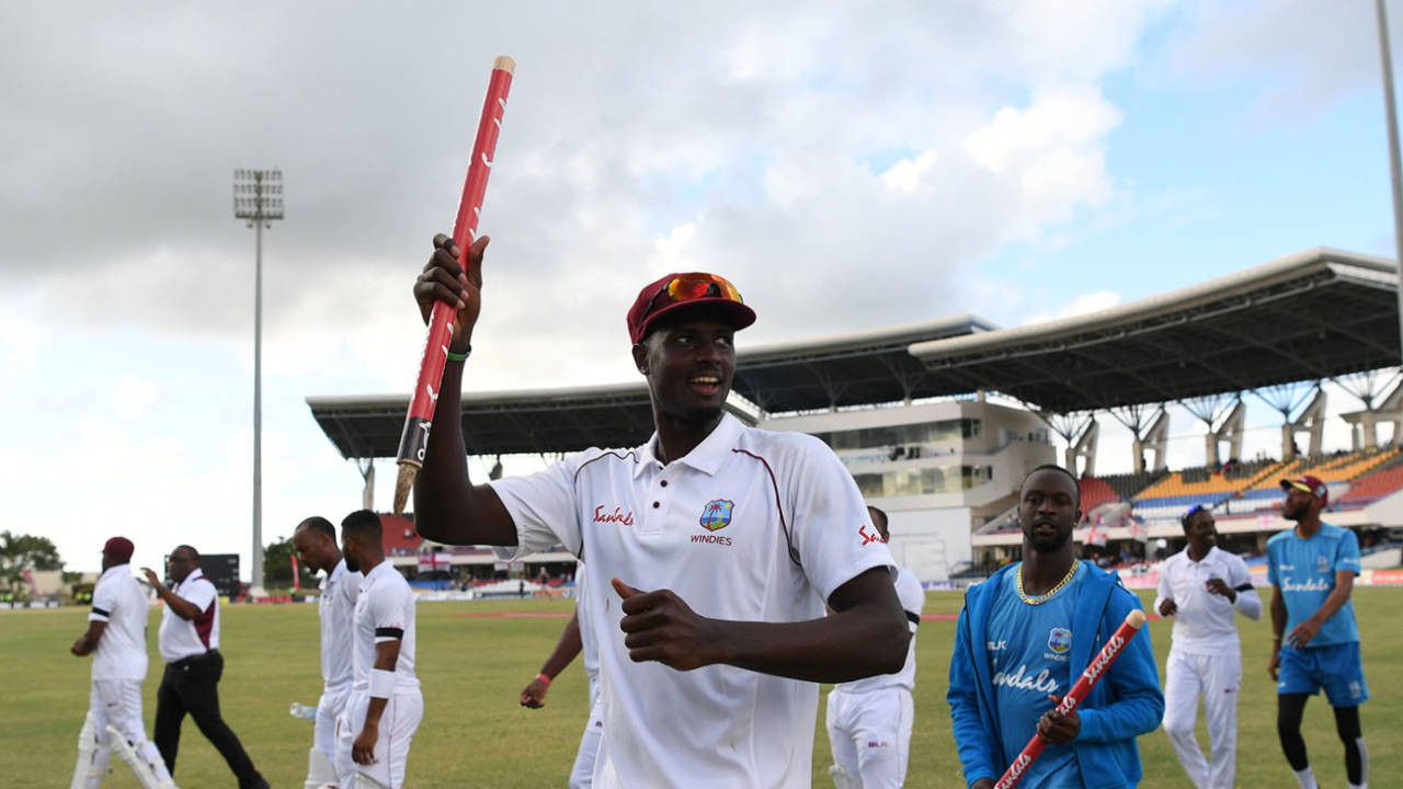 Jason Holder leads his players on a victory lap, West Indies v England, 2nd Test, 3rd day, Antigua, February 2, 2019