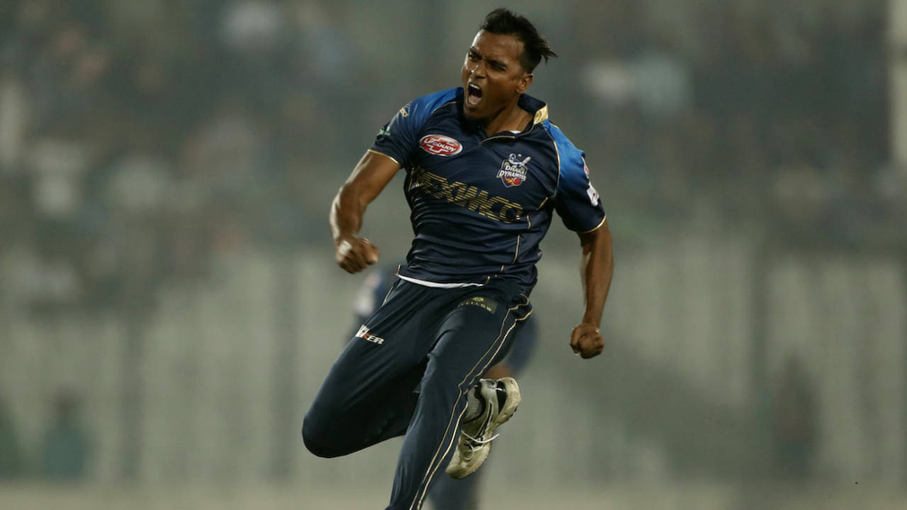 Rubel Hossain is thrilled after taking a wicket, Dhaka Dynamites v Rangpur Riders, BPL 2019, 2nd Qualifier, Dhaka, February 6, 2019