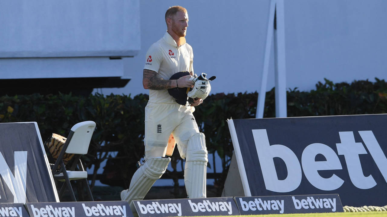 Ben Stokes returns to the crease after his no-ball dismissal&nbsp;&nbsp;&bull;&nbsp;&nbsp;Getty Images