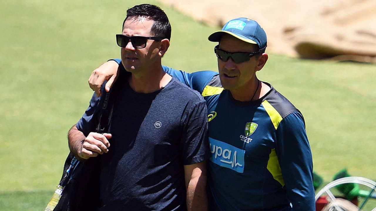 Ricky Ponting with Justin Langer in Perth