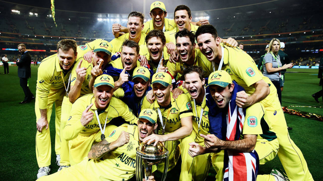 Australia celebrate their win, Australia v New Zealand, World Cup 2015, final, Melbourne, March 29, 2015 