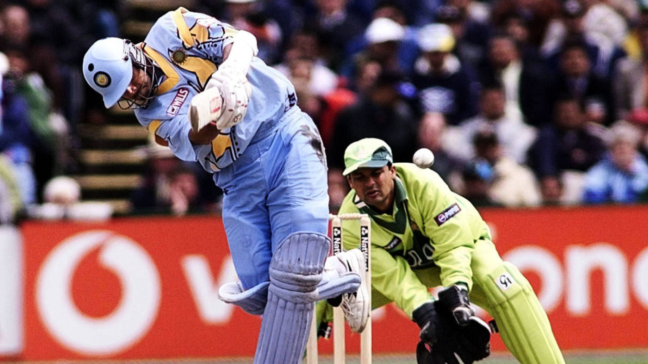 Rahul Dravid lifts the ball to the leg side, India v Pakistan, World Cup, Old Trafford, June 8, 1999