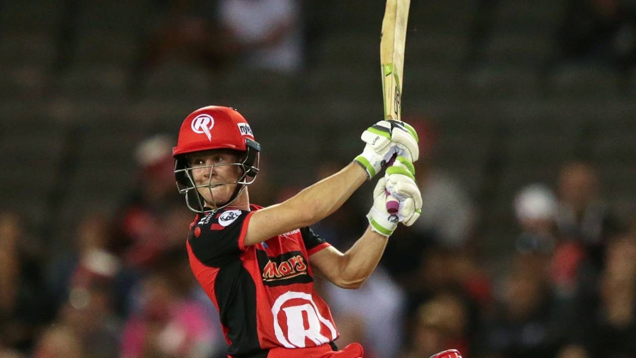 Sam Harper rocks back and plays square of the wicket, Melbourne Renegades v Sydney Sixers, BBL 2019, semi-final, Melbourne, February 15, 2019