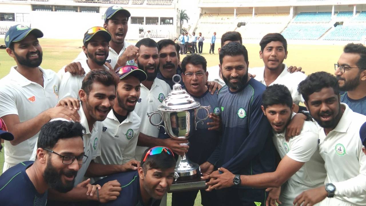 Vidarbha won the Irani Cup 2018-19 on the basis of a first-innings lead, Vidarbha v Rest of India, Irani Cup 2018-19, 5th day, Nagpur, February 16, 2019