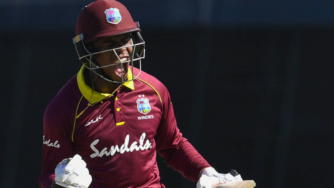 Shimron Hetmyer shows his emotion, West Indies v England, 2nd ODI, Barbados, February 22, 2019