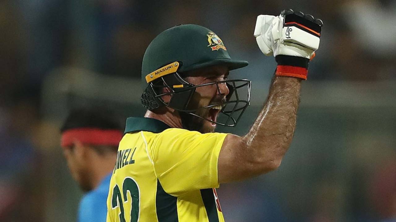 Glenn Maxwell roars in delight, India v Australia, 2nd T20I, Bengaluru, February 27, 2019